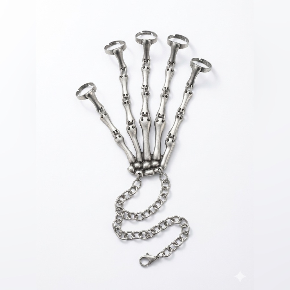 Silver Skeleton Hand Bracelet